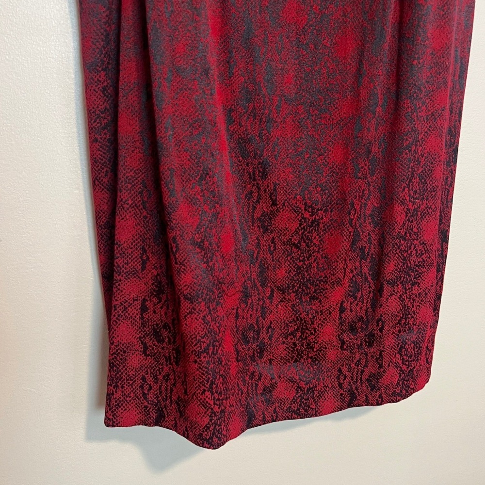 Express World Brand Red Black Snakeskin Print Spaghetti Strap Midi Dress Size 6 - Picture 9 of 11